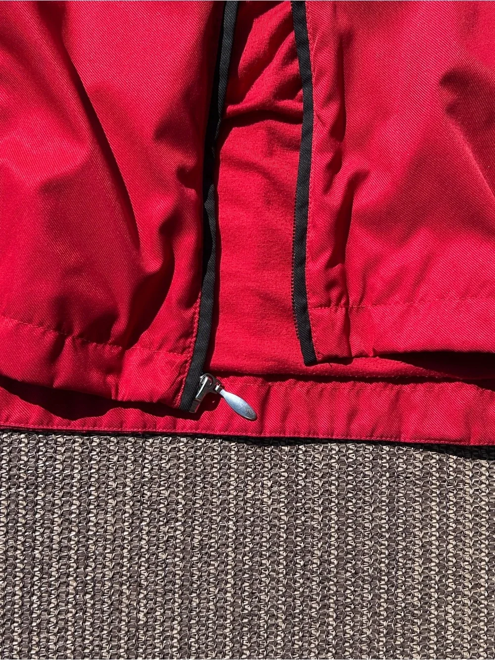 Nike Kids Red Full‑Zip Rain Jacket with Black Trim